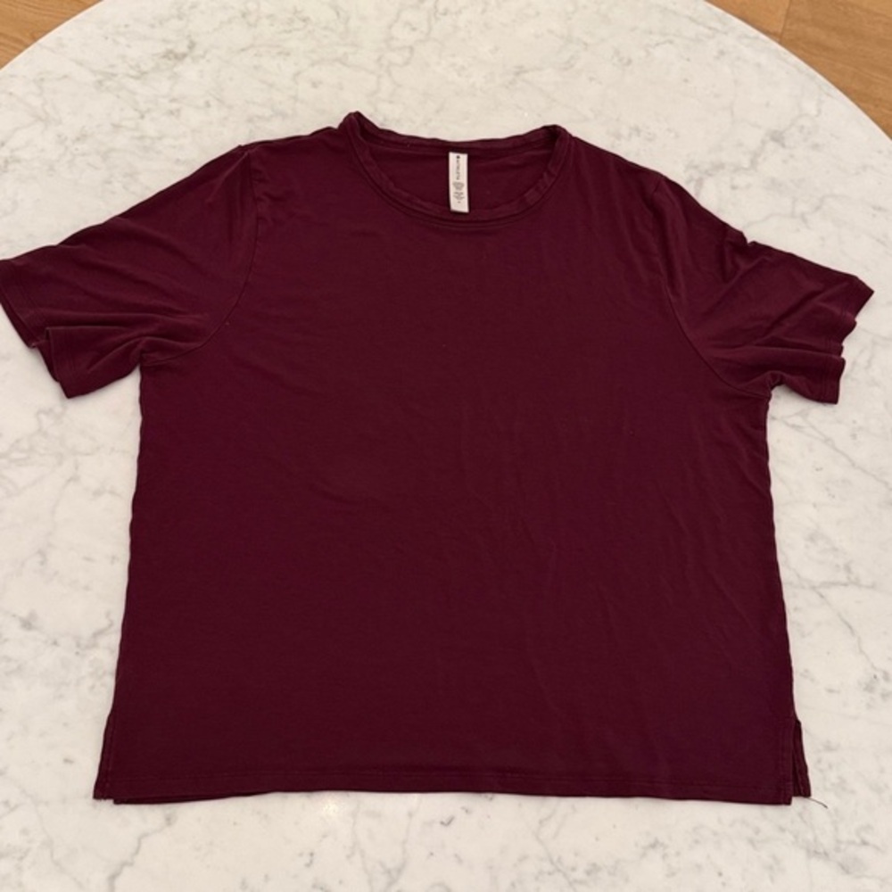 Athleta Nighttime Bliss Sleep Tee Burgundy Medium Soft Pajama Lounge Top